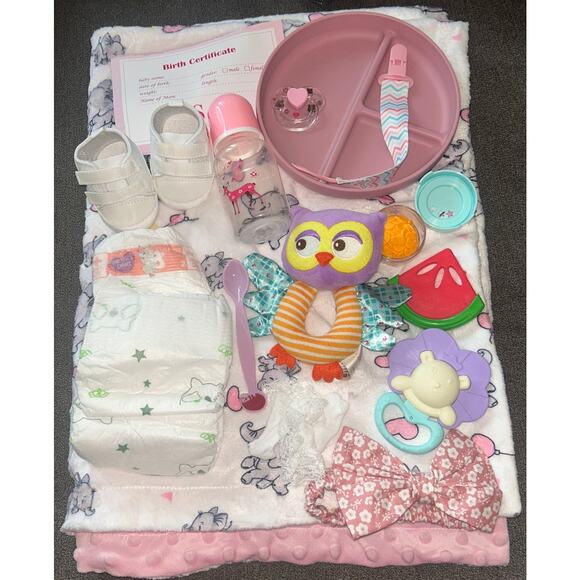 ES Reborn Baby Girl Doll Silicone Vinyl Limbs Cloth Body + Accessories (NWT) - Picture 4 of 7